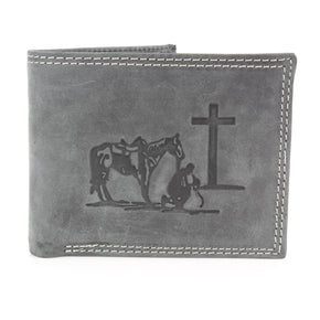 Men’s Bi-Fold Wallet with Praying Cowboy Emboss