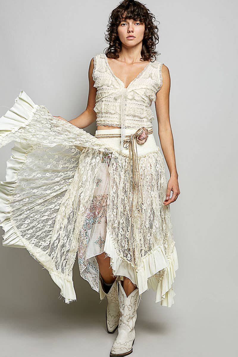 Reverse Ruffle Lace Skirt
