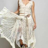 Reverse Ruffle Lace Skirt