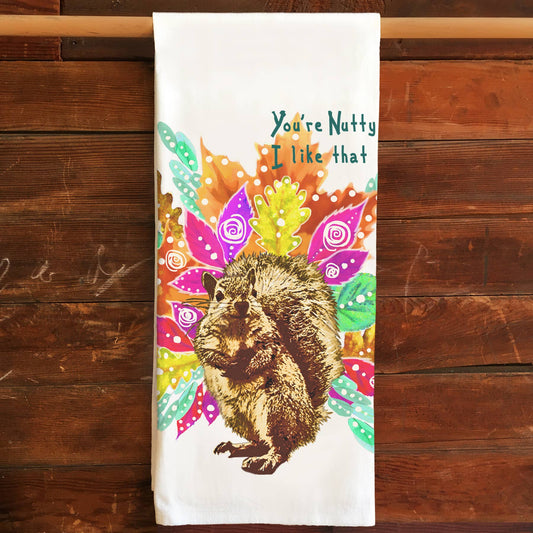 Squirrel Kitchen Tea Towel Flour Sack Cotton