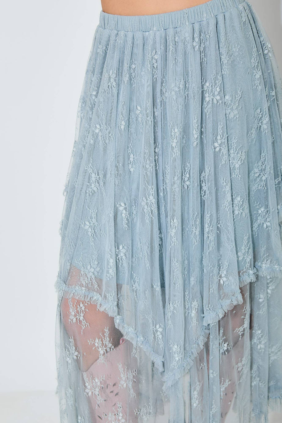 Dusty Blue Lace Skirt