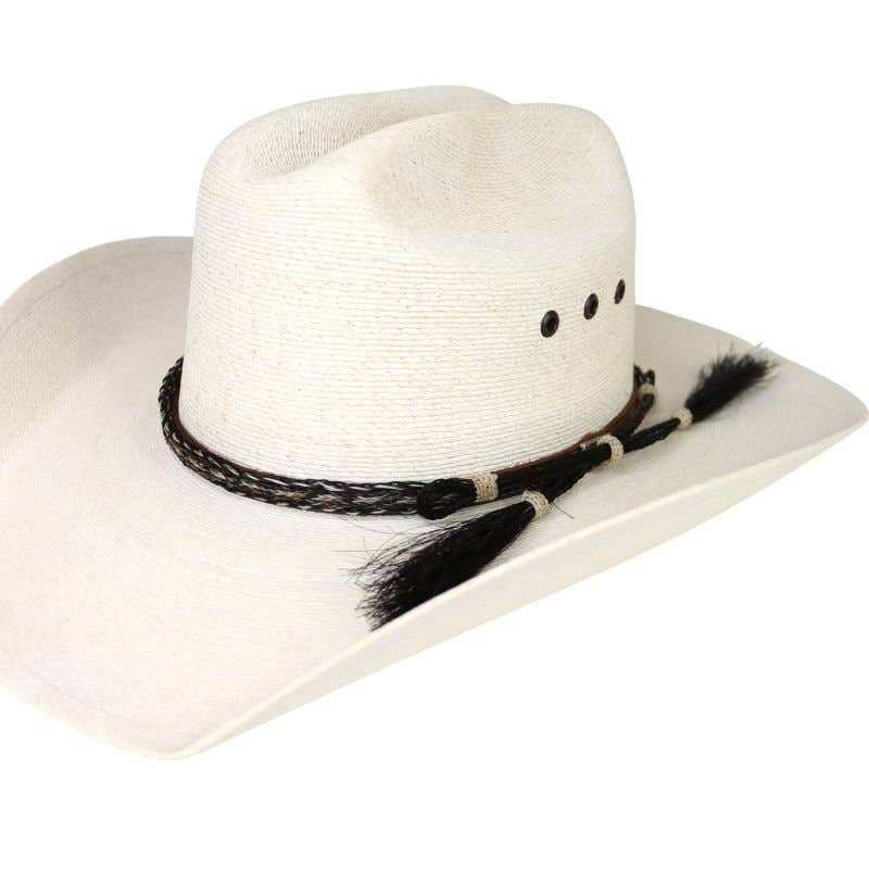 Horsehair Braided 5 Strand Double Tassel Hat Band - Stripe