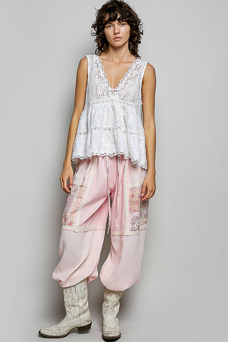 Deep V-Neck Lace Top