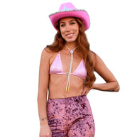 Gemstone Bolo Tie - Pink Opal (Gold)