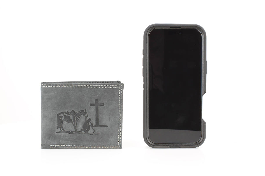 Men’s Bi-Fold Wallet with Praying Cowboy Emboss