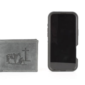 Men’s Bi-Fold Wallet with Praying Cowboy Emboss