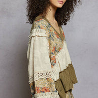 Long sleeve patchwork ruffle top