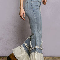 Vintage Washed Ruffle Jeans