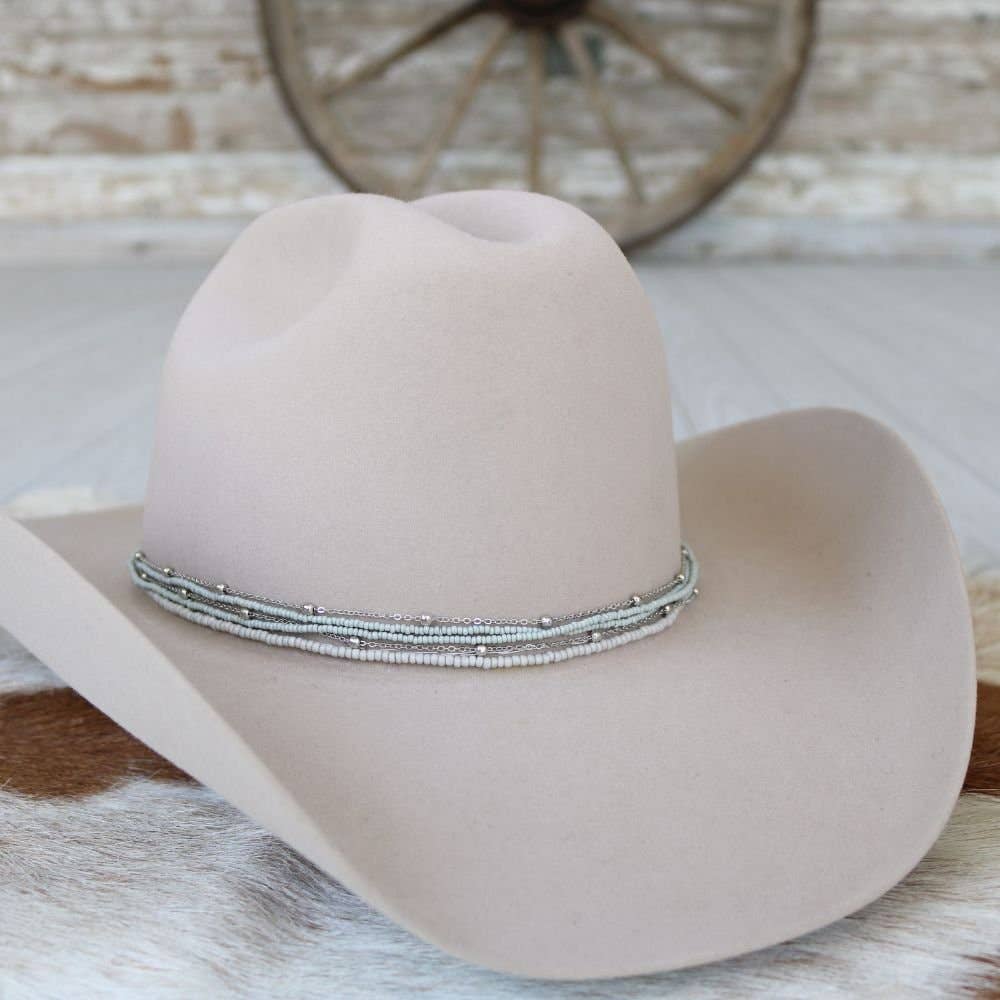 Grey Multi-Strand Beaded Hat Band