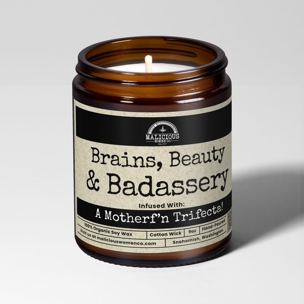 Brains Beauty Badassery Candle, 9oz