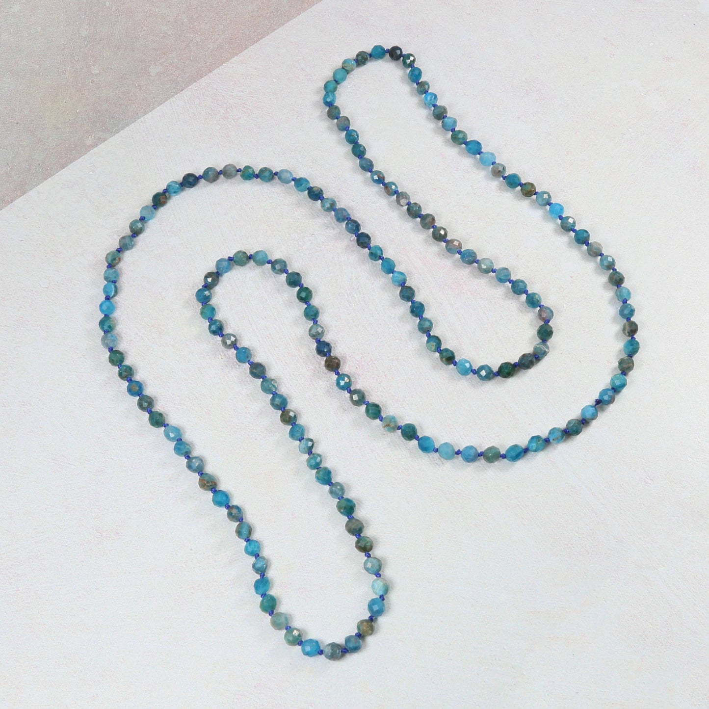 36" 5mm Infinity Faceted Apatite Necklace