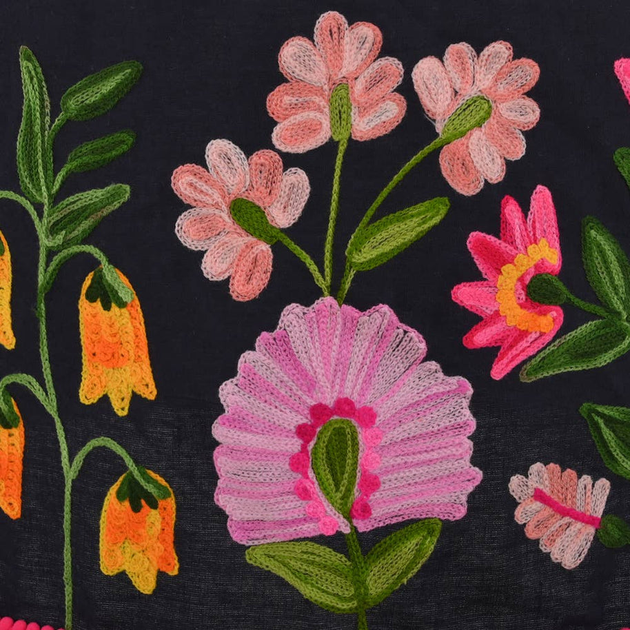 Black & Pink Embroidered Lamp Shade