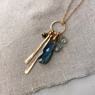 Labradorite Cluster and Stick Necklace