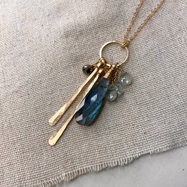 Labradorite Cluster and Stick Necklace