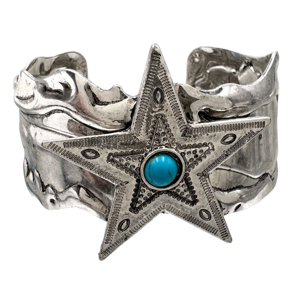 Western Star Hammered Metal Large Cuff Bracelet