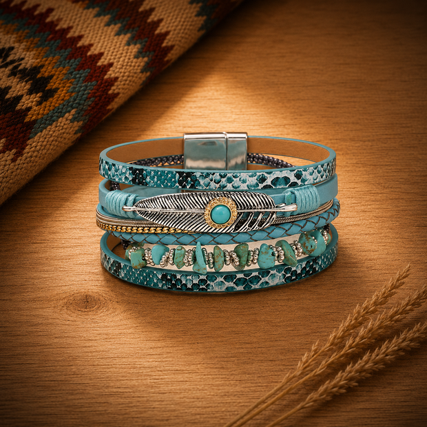 Blue Boho Wrap Bracelet