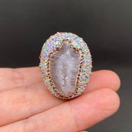 Rhinestone Inlaid Irregular Agate Ring