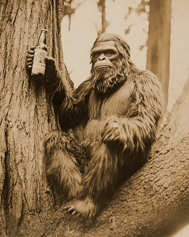 Bigfoot Relaxing with a Beer Art Print