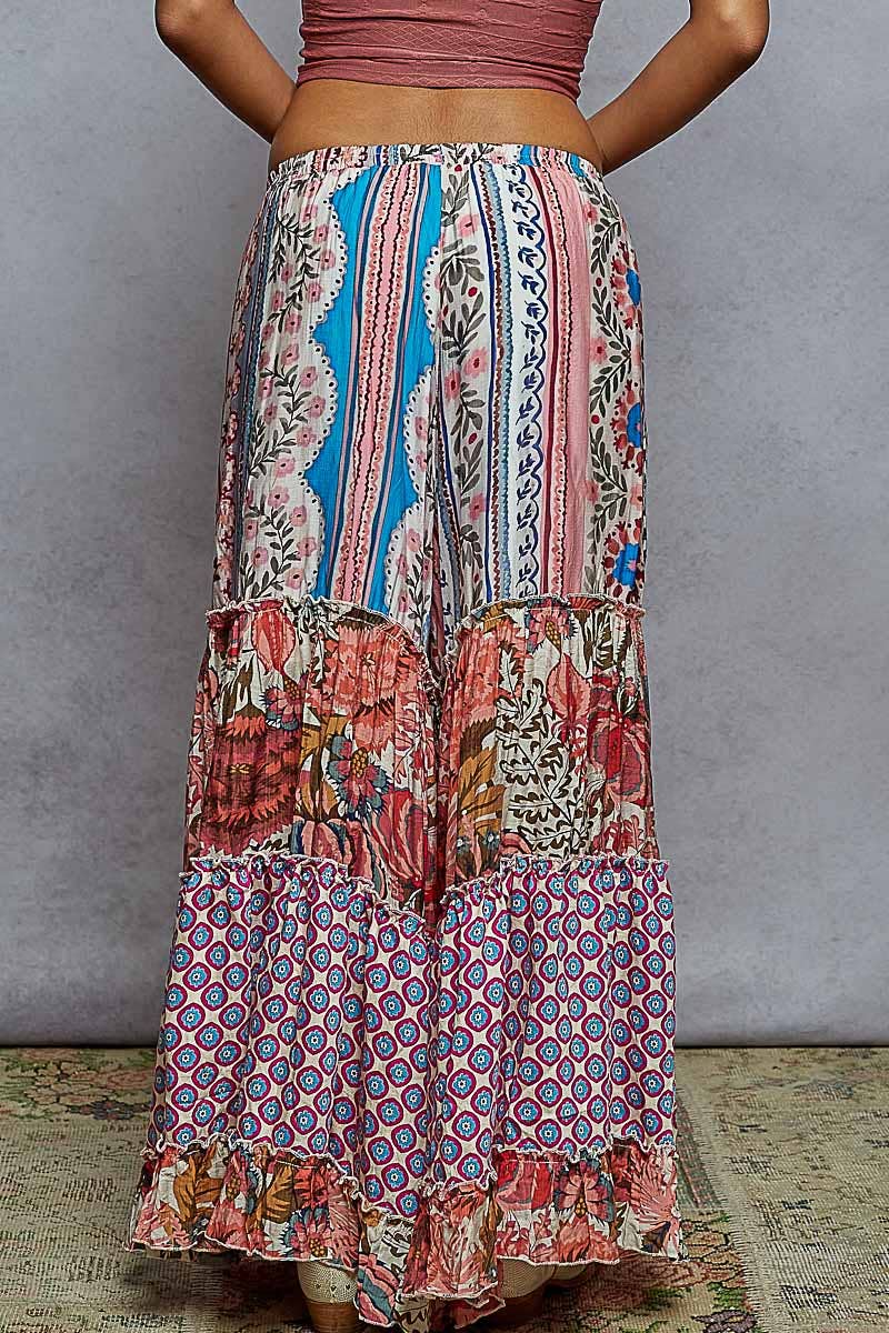 Patterned Wide Leg Pants