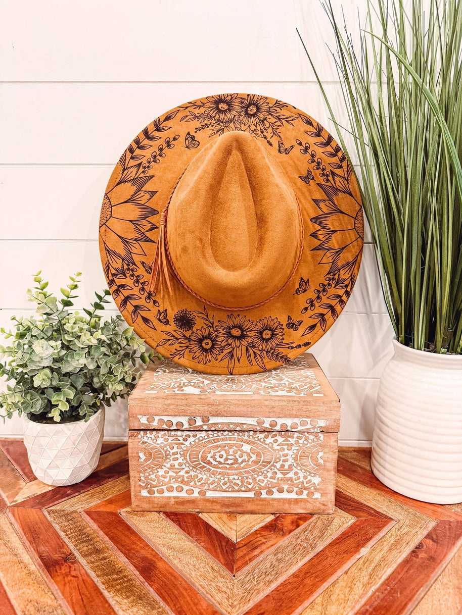 Engraved Floral Rancher Hat