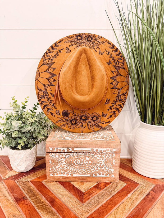 Engraved Floral Rancher Hat