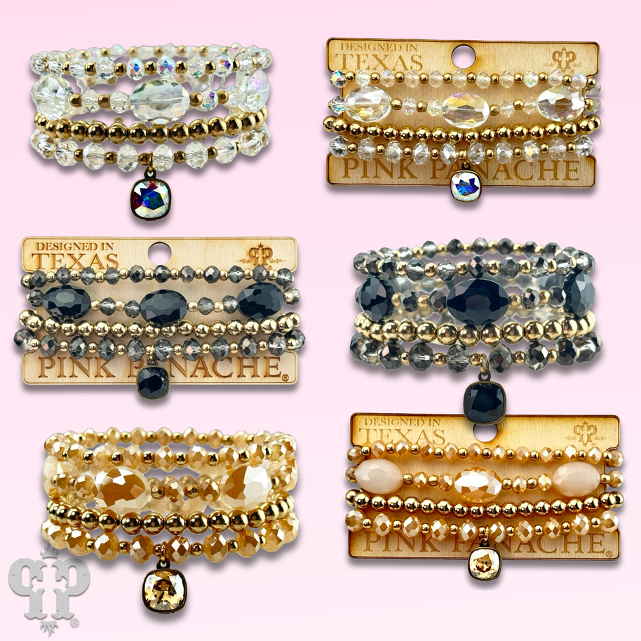 Swarovski® drop four-strand faceted bead bracelet