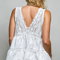 Deep V-Neck Lace Top