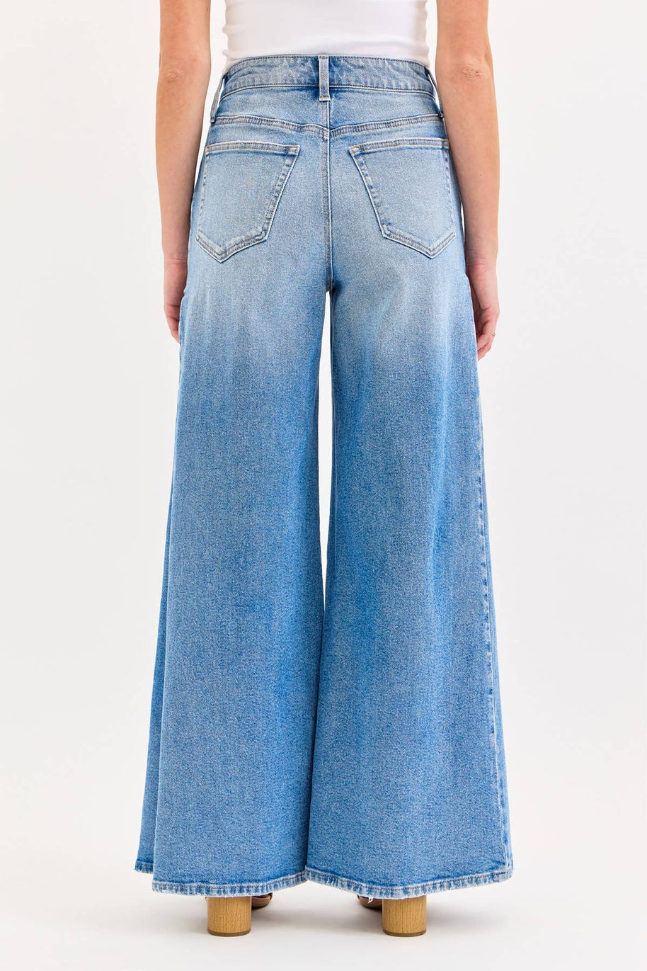 High Rise Wide Leg Jeans with Tucked Side Panel