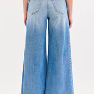 High Rise Wide Leg Jeans with Tucked Side Panel