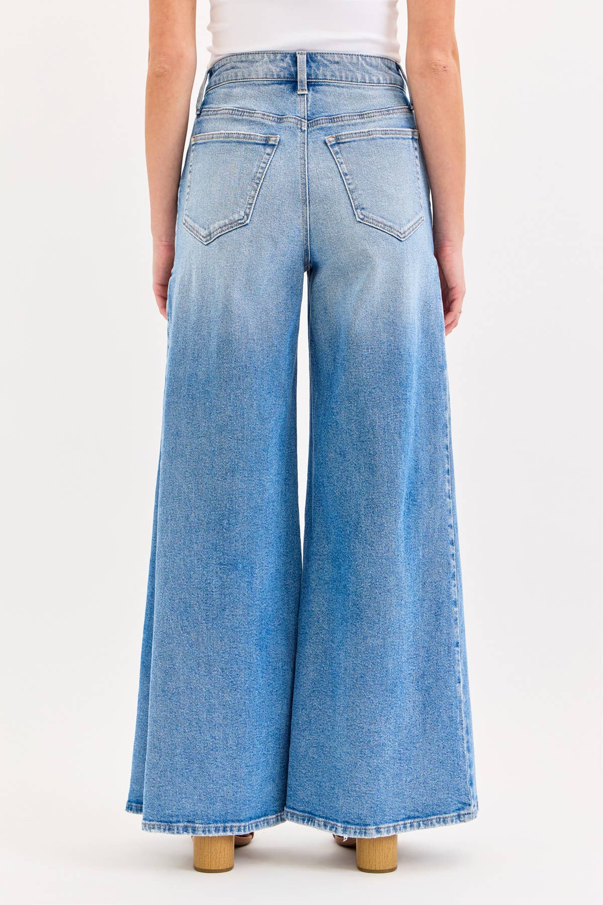 High Rise Wide Leg Jeans with Tucked Side Panel