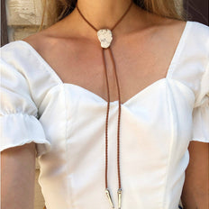 Gemstone Bolo Tie - Howlite
