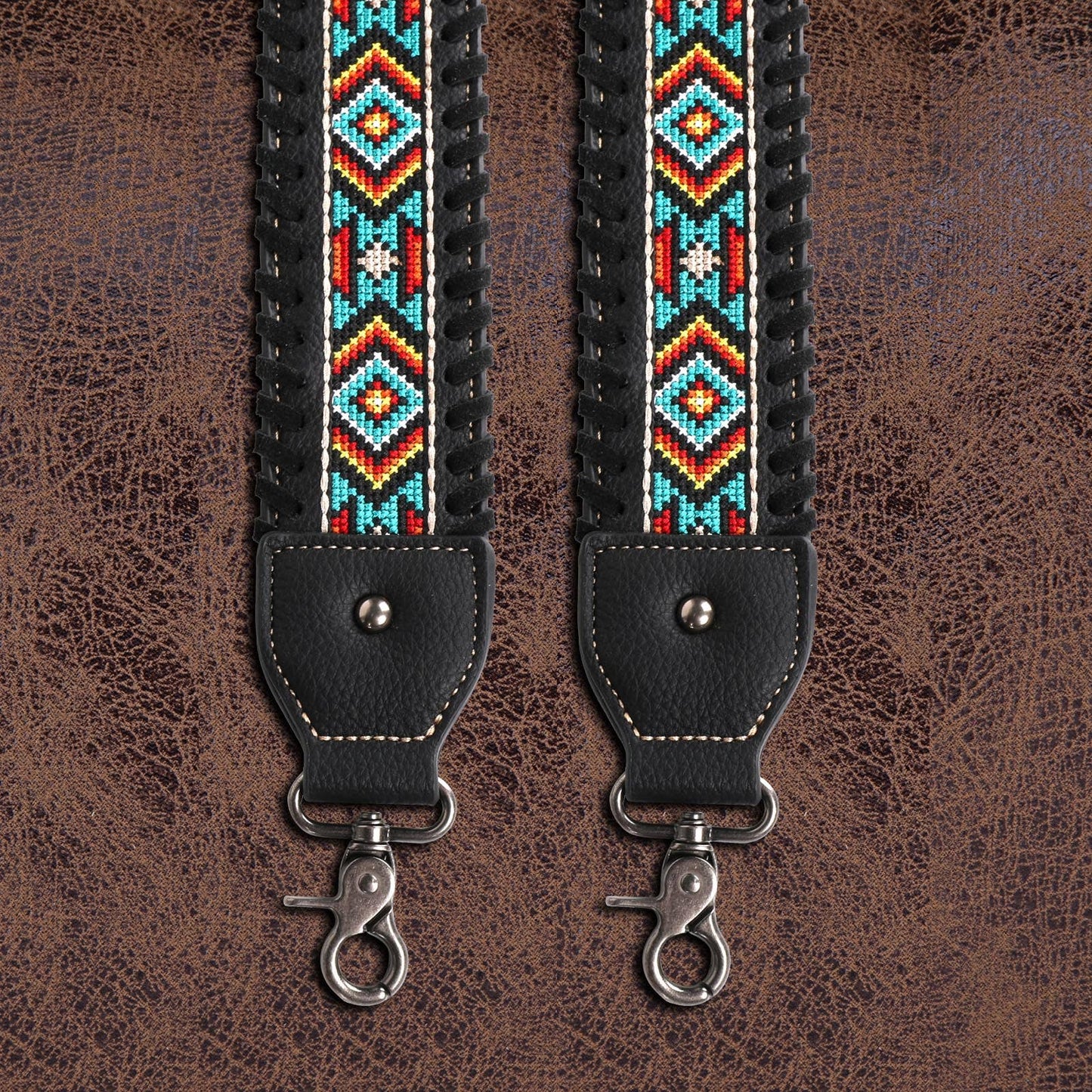 Western Guitar Style Embroidered Aztec Crossbody Strap: Cowgirl