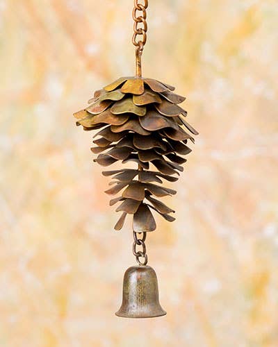 Flamed Pine Cone w/Bell Ornament