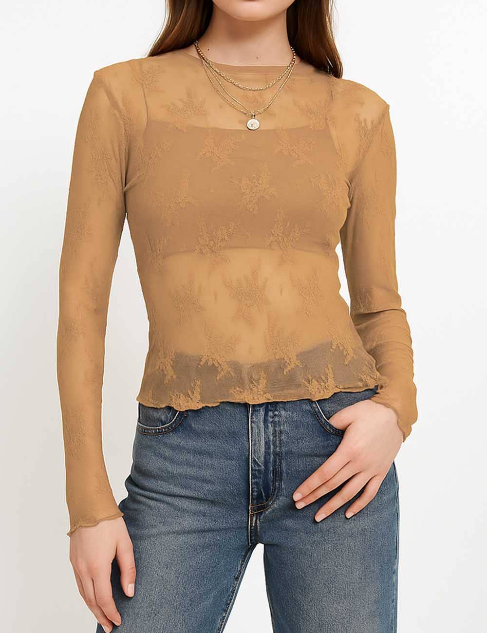 Long-Sleeve Lace Top