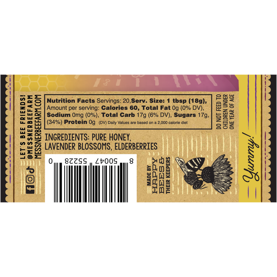 Lavender Elderberry Infused Honey,  12oz