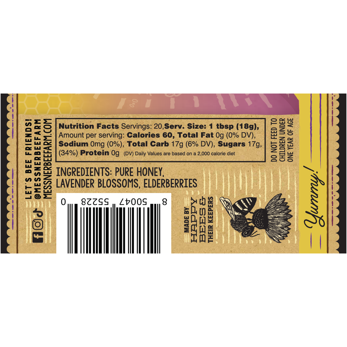Lavender Elderberry Infused Honey,  12oz
