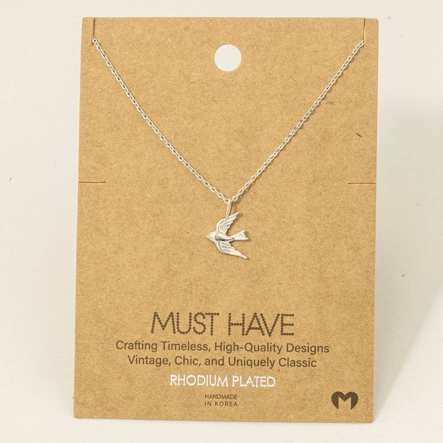 Gold Dipped Flying Bird Necklace