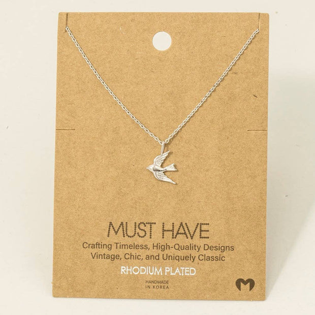 Gold Dipped Flying Bird Necklace