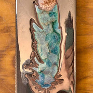 Watercolor Feather on Silver 3”x6” Hand-Glazed Ceramic Tile