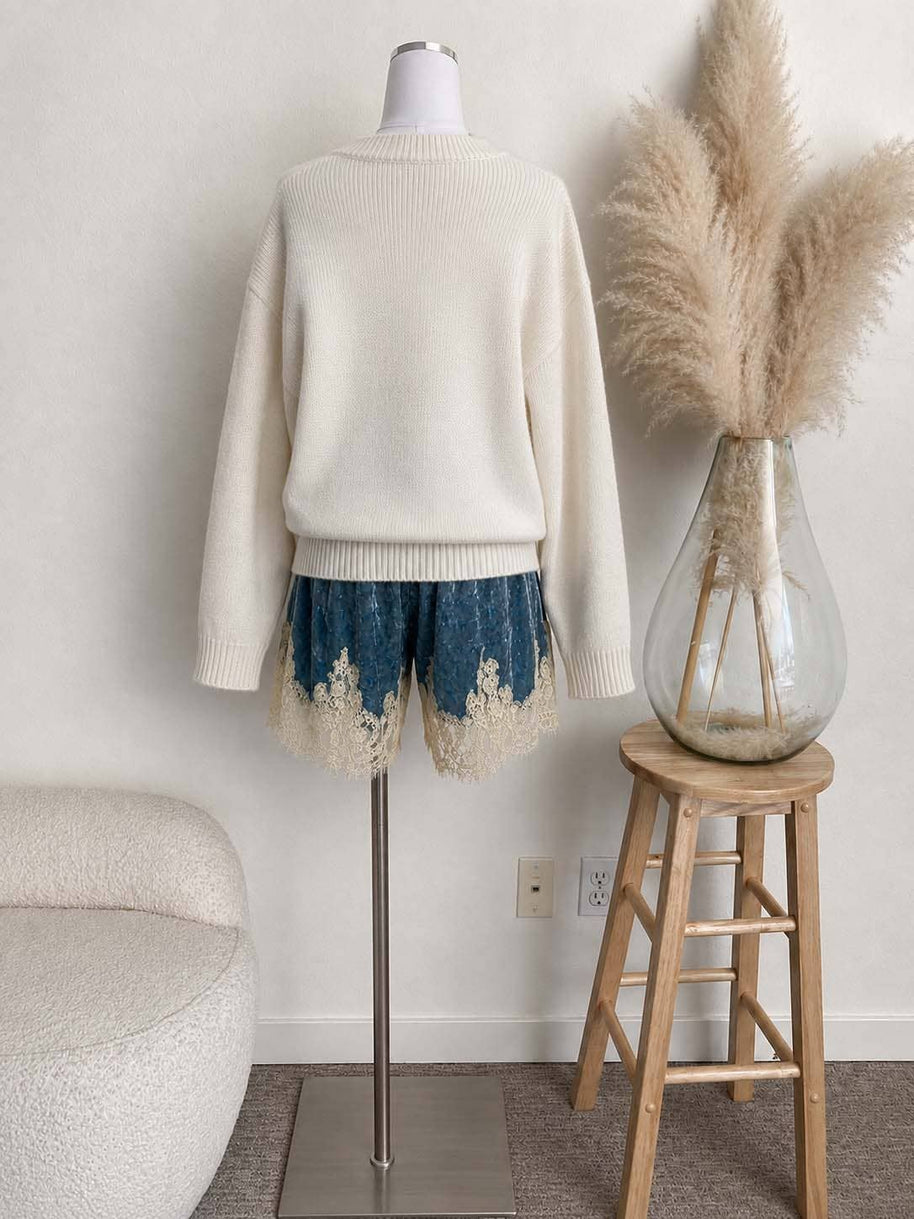 Crushed Velvet & Lace Shorts, Three Colors