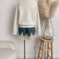 Crushed Velvet & Lace Shorts, Three Colors