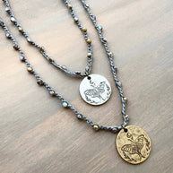 Galaxy Crystal Crocheted Necklace with Luna Moth Charm