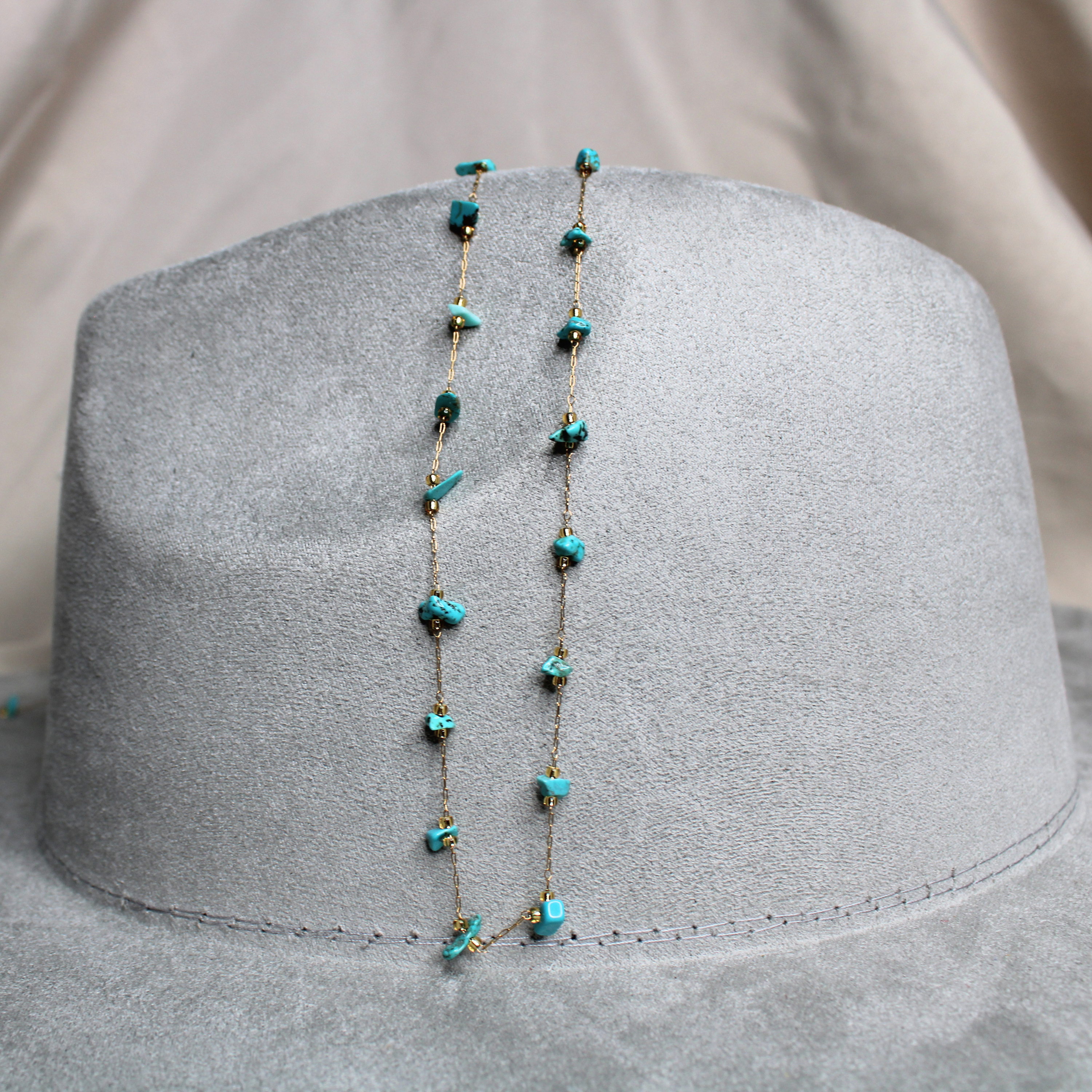Turquoise Fedora and Cowboy Hat Chain