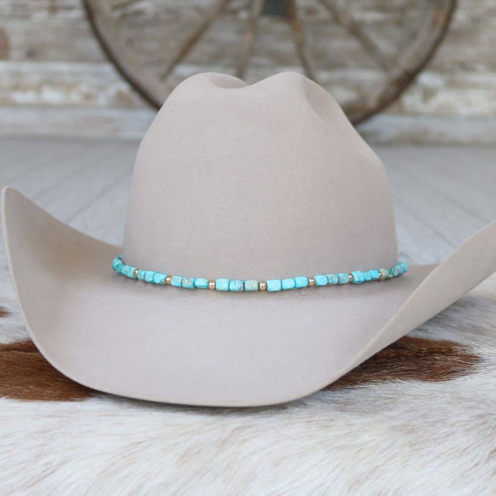 Chunky Turquoise Stone Hat Band - Ellis