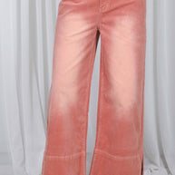 Stone Washed Cotton Corduroy Cropped Pants