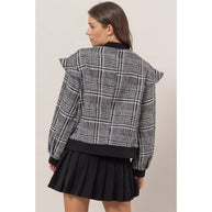 Plaid Ruffle Bomber Jacket