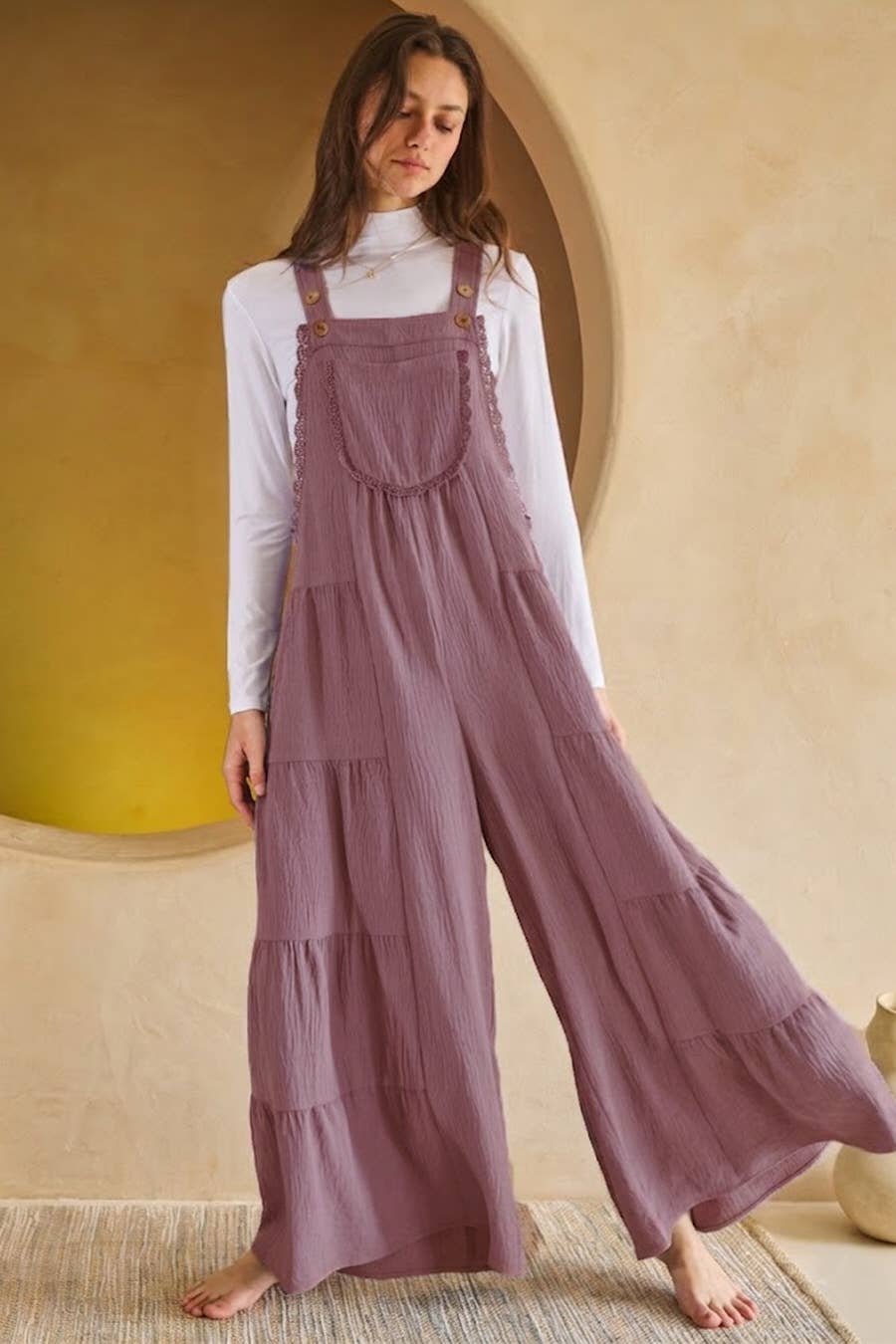 Tired Wide Leg Overall