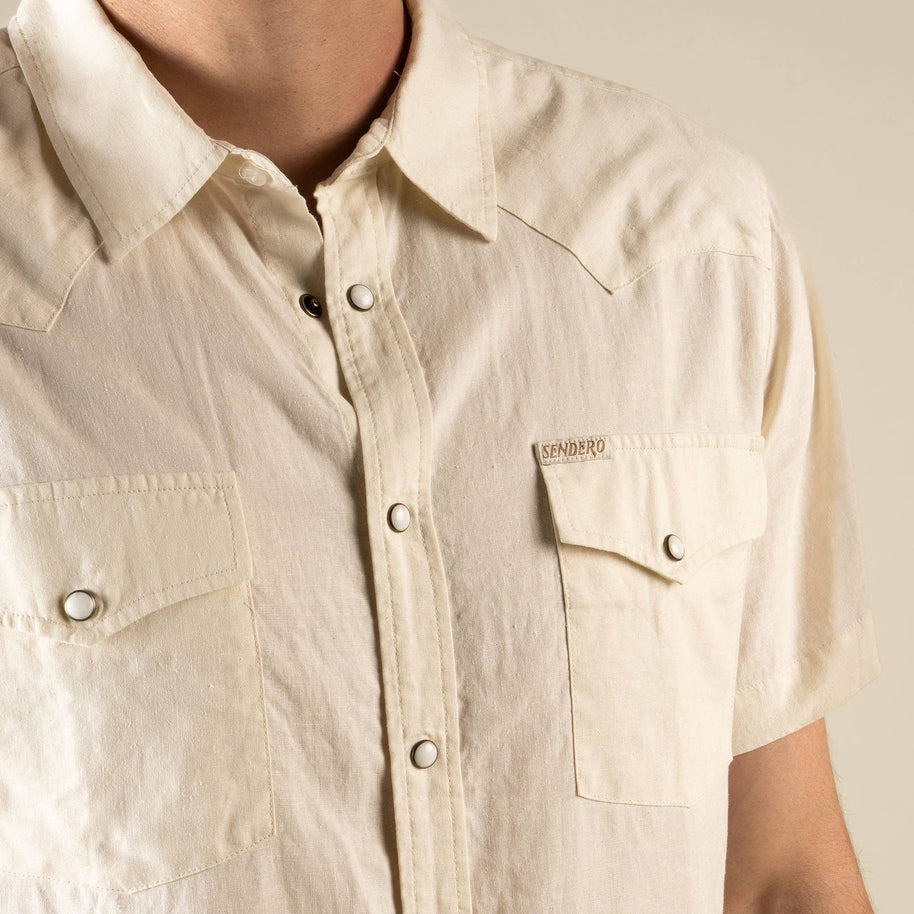 Sendero Wyatt Pearl Snap Shirt, White