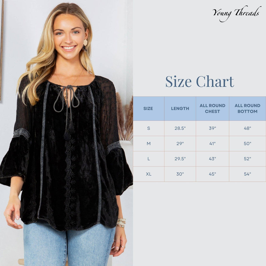 Velvet Patchwork Peasant Top