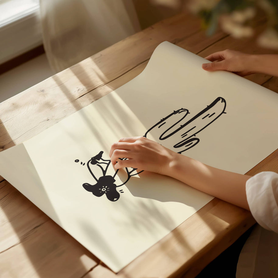 Desert Cowgirl Minimal Western Art Print